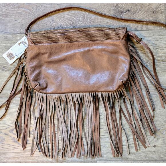 NEW Elliot Lucca Fringed Leather Crossbody Bag Brown Melaya Bali Western Cowgirl - Picture 3 of 12